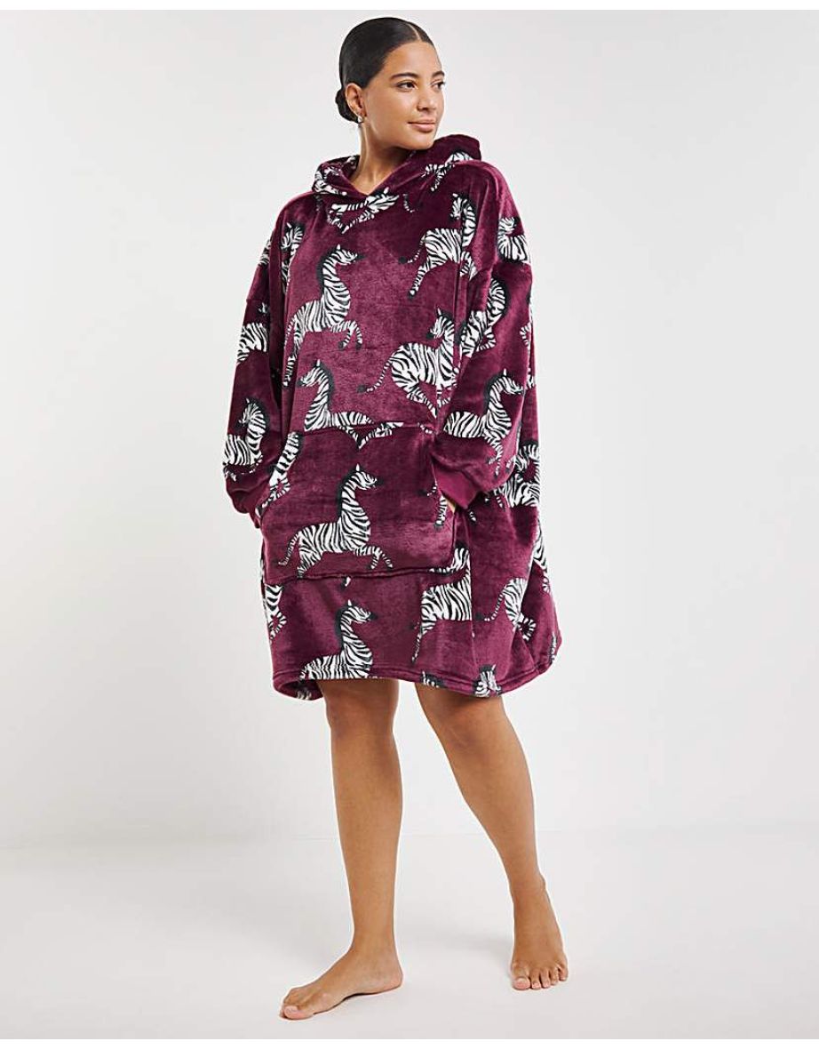 Zebra Print Hooded Lounge Dress