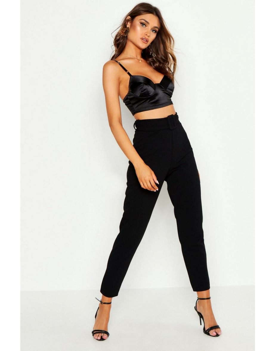 Belted Cigarette Trousers - black