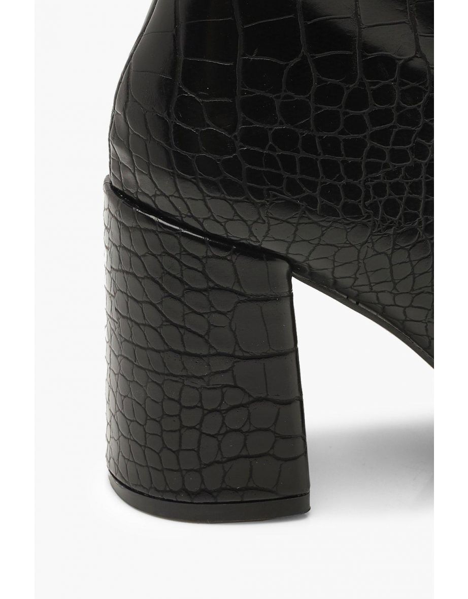 Croc Block Heel Shoe Boots - black - 3