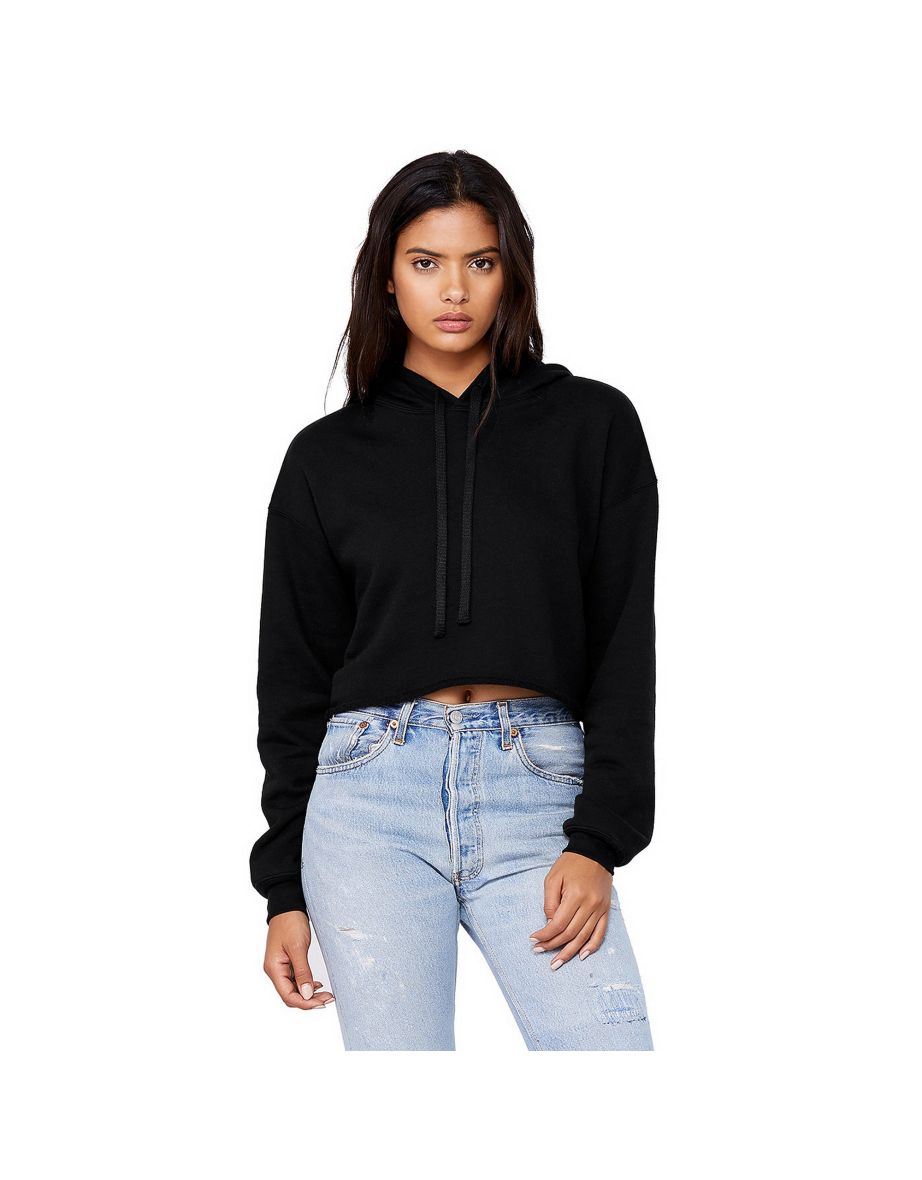 Bella + Canvas Womens/Ladies Cropped Fleece Hoodie - Black