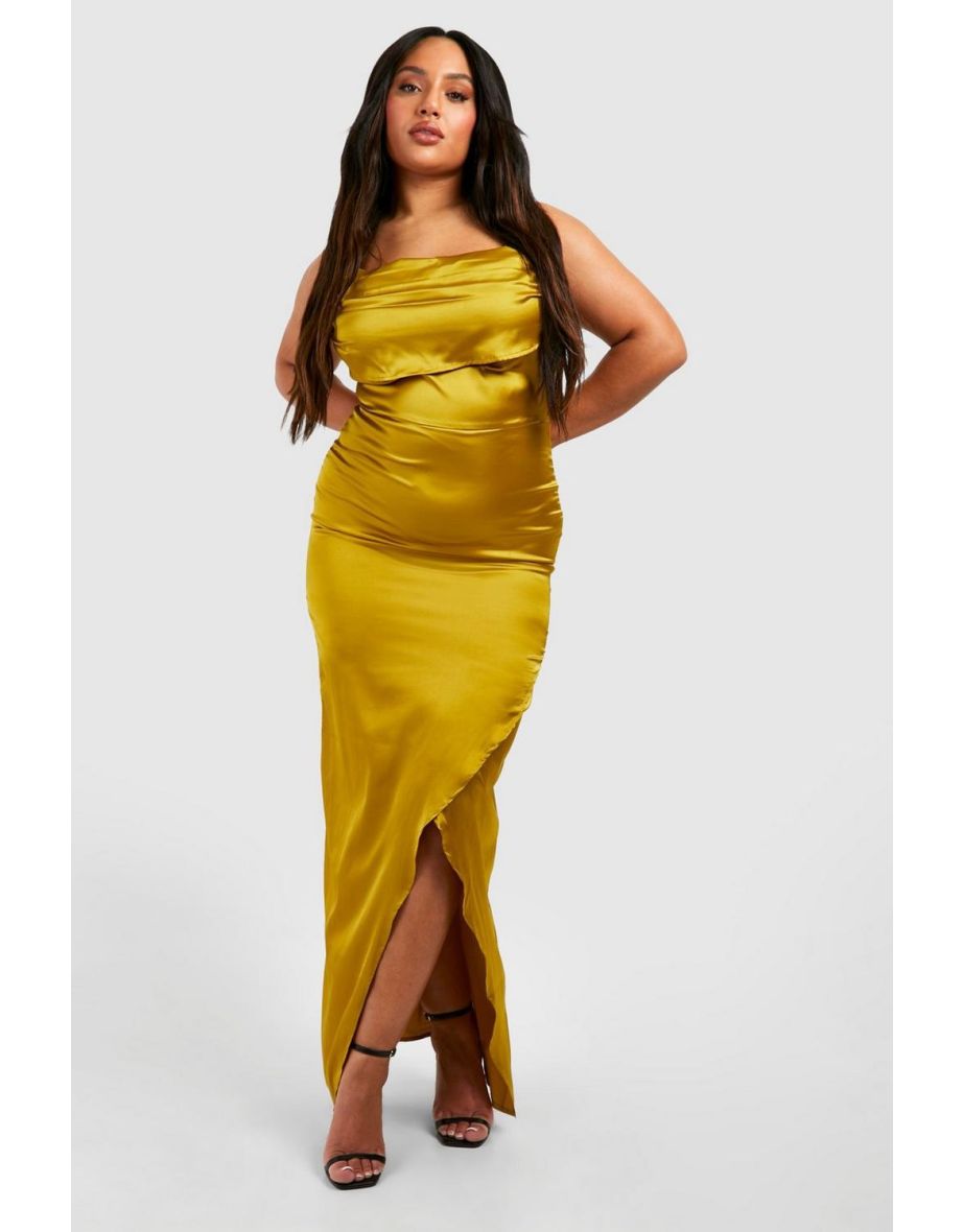 Plus Cowl Neck Strappy Maxi Slip Dress - chartreuse