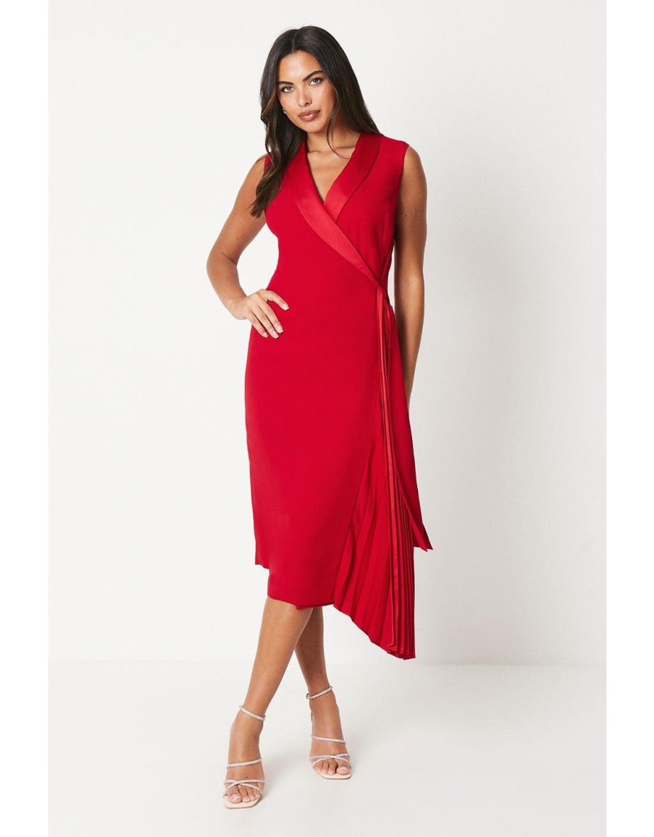 Crepe Wrap Dress With Pleat Tie Detail