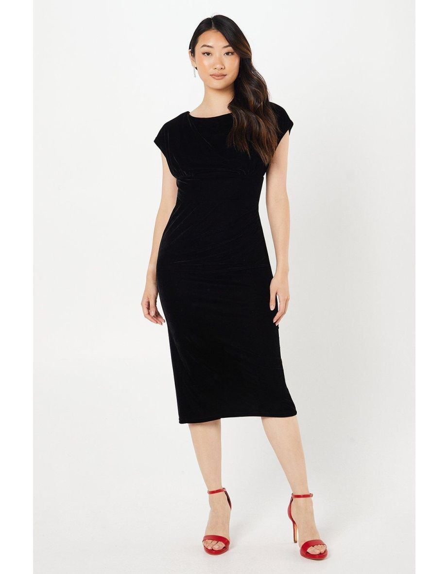 Drape Velvet Pencil Dress