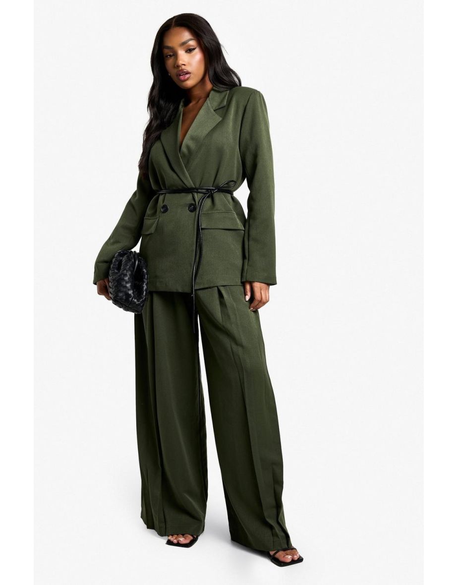 Marl Pleated Front Wide Leg Trouser