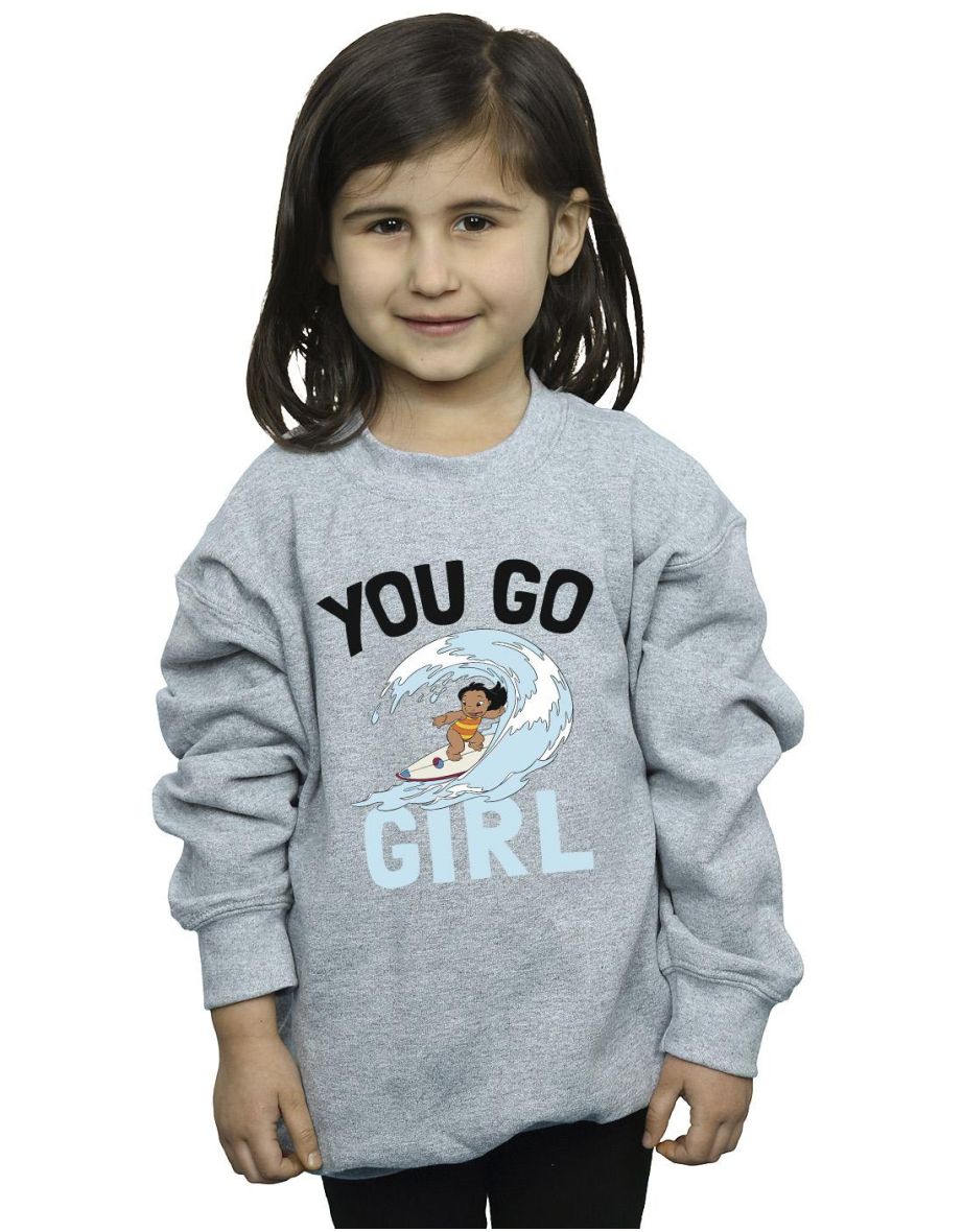 Disney Girls Lilo And Stitch You Go Girl Sweatshirt - Sports Grey