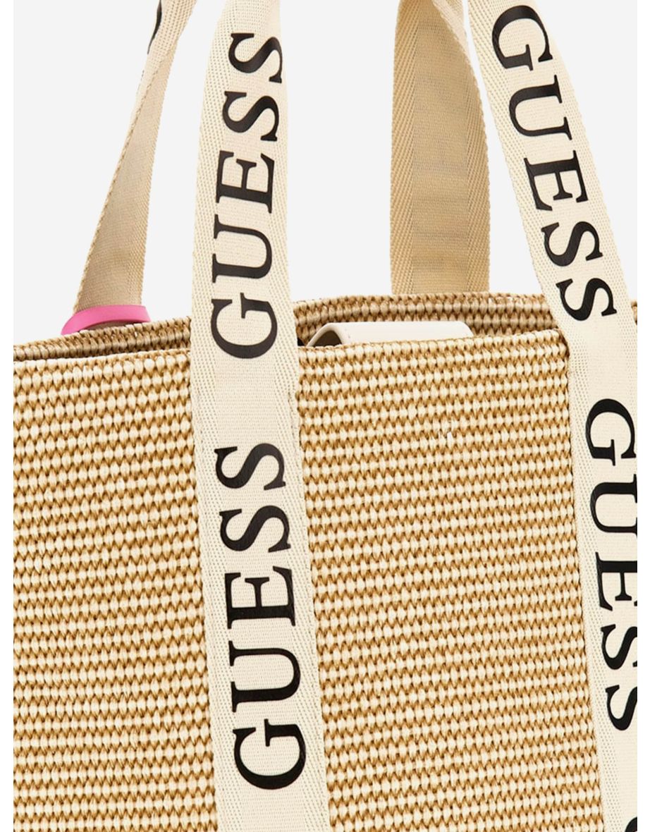 Girls Straw Tote Bag in Ivory - 3