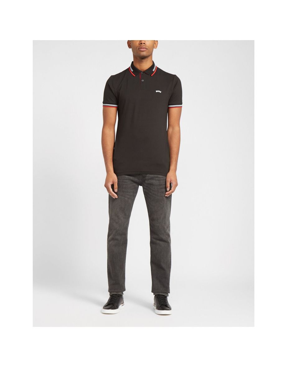 Men's Hugo Boss Paul Curved Polo Shirt in Black