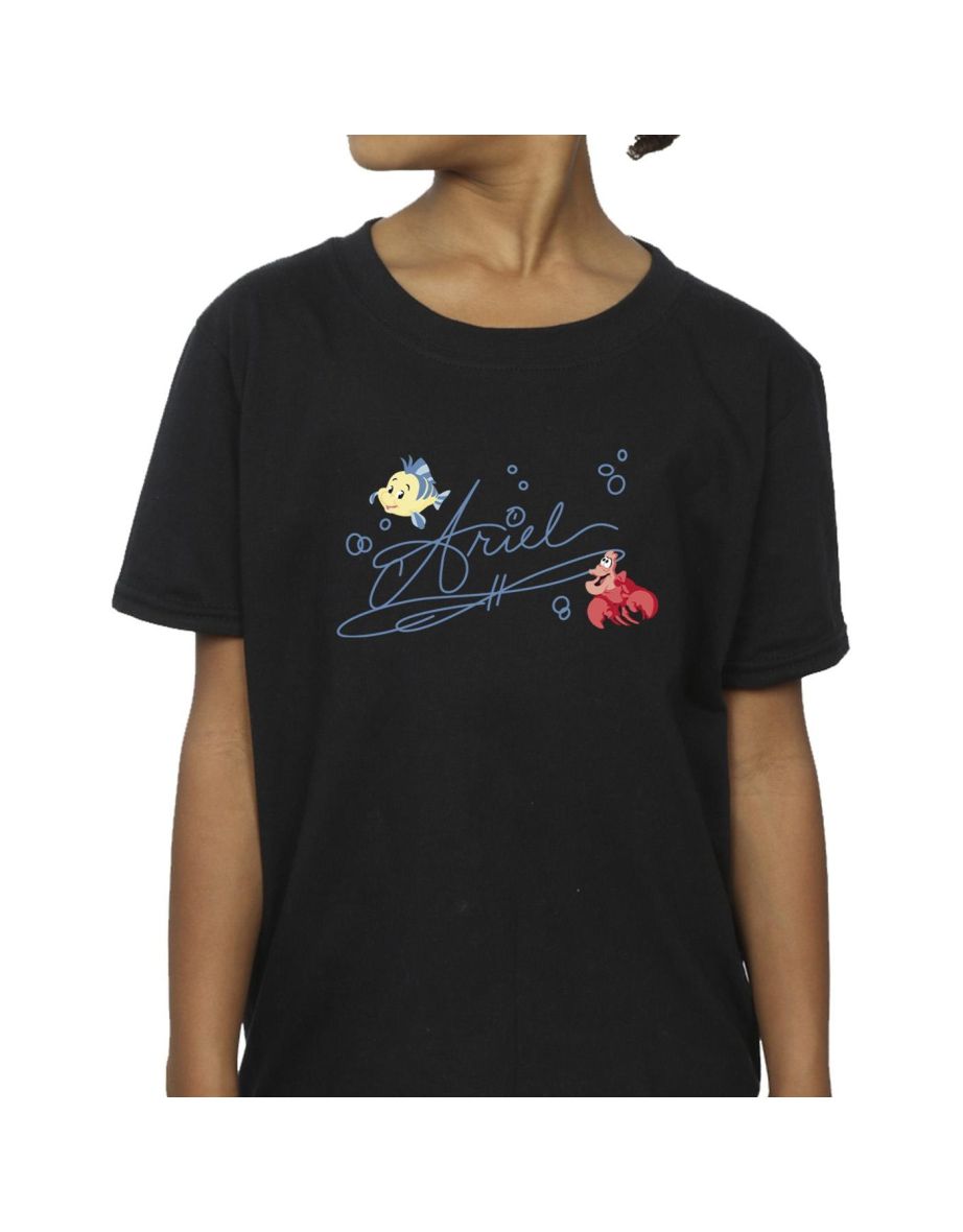 Disney Girls The Little Mermaid Ariel Cotton T-Shirt - Black - 2