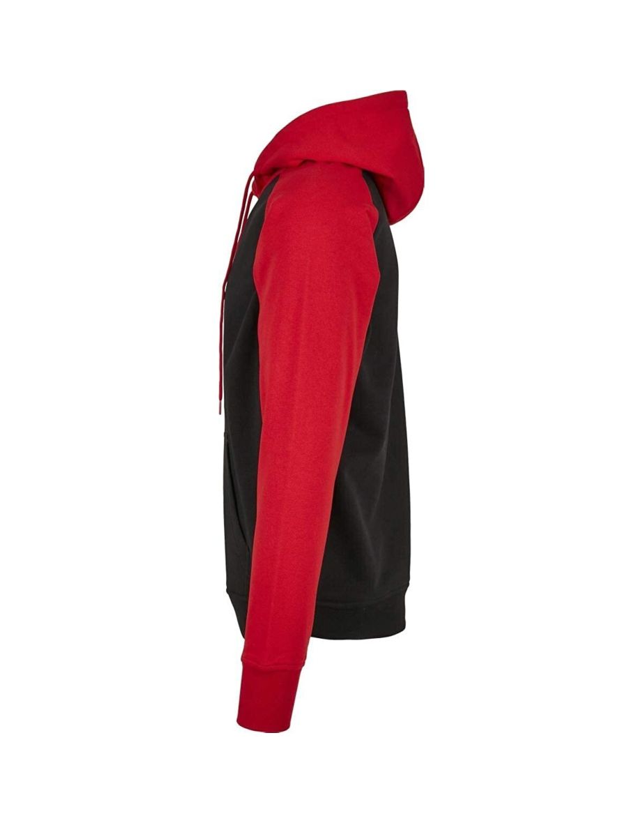 Mens Basic Raglan Hoodie - Black/Red - 2