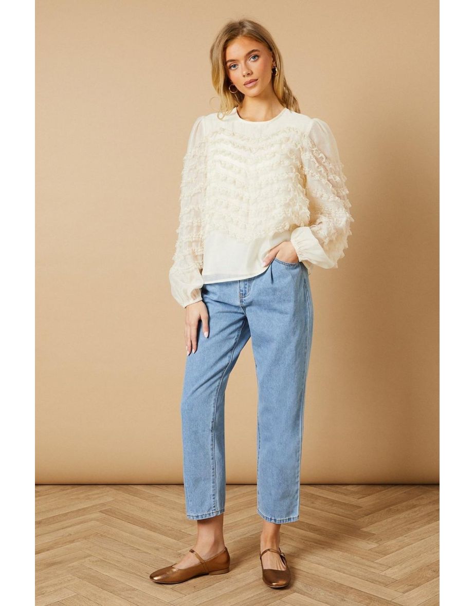 Ruffle Detail Long Sleeve Blouse - 3