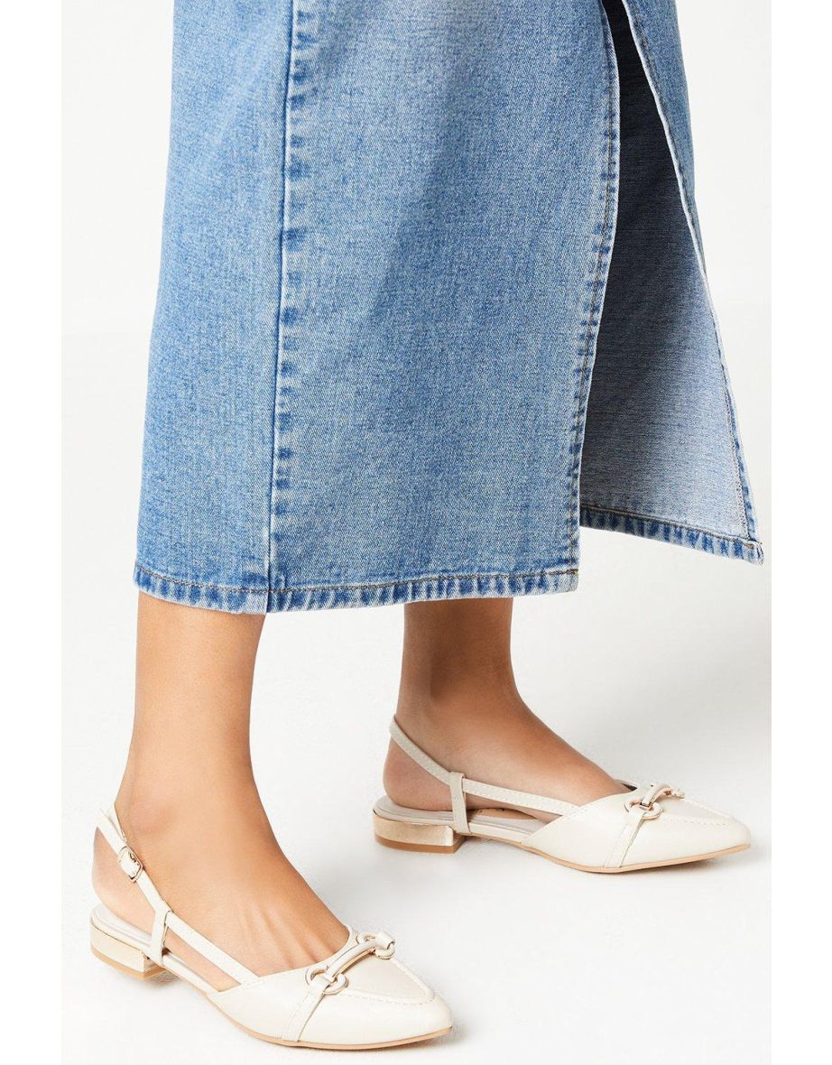 Belinda Pointed Snaffle Detail Slingback Flat Shoes