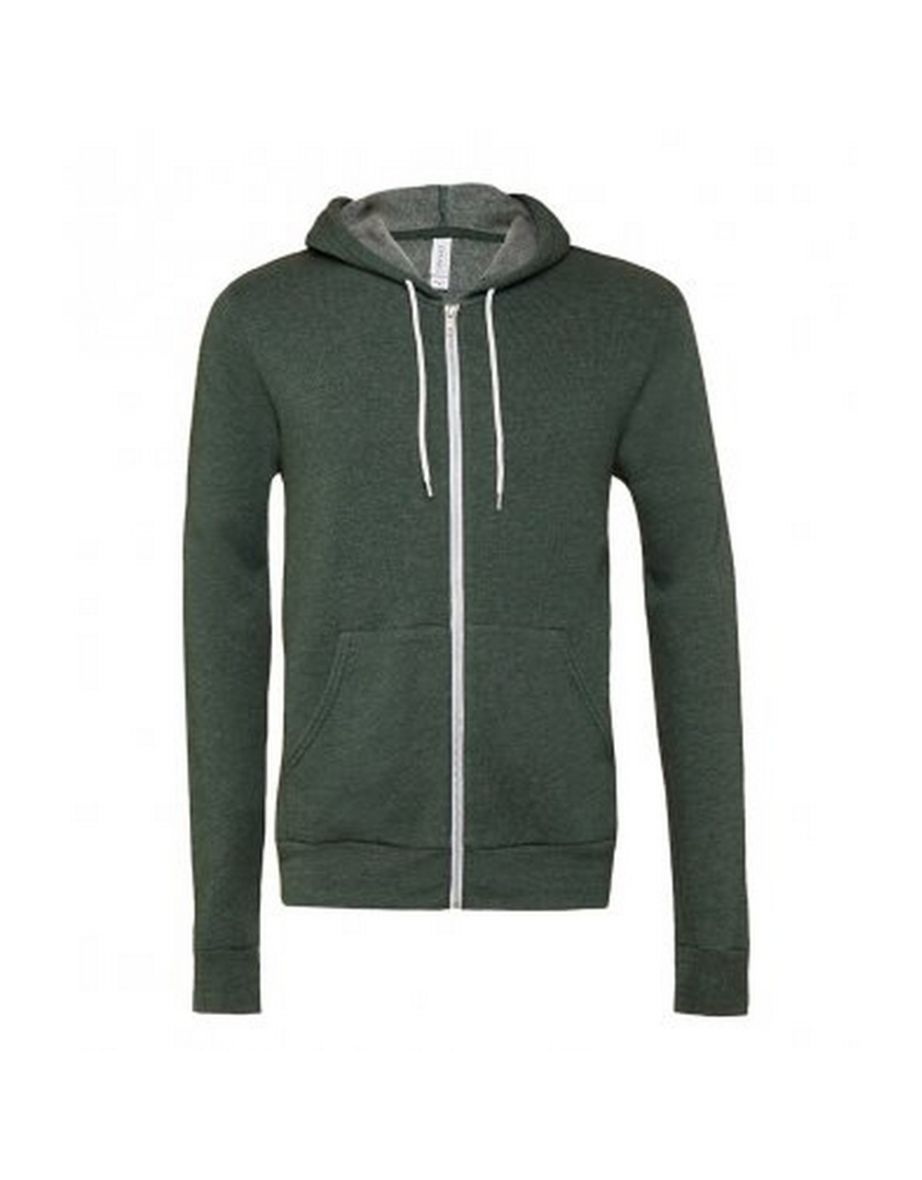 Bella + Canvas Adults Unisex Full Zip Hoodie - Heather Forest