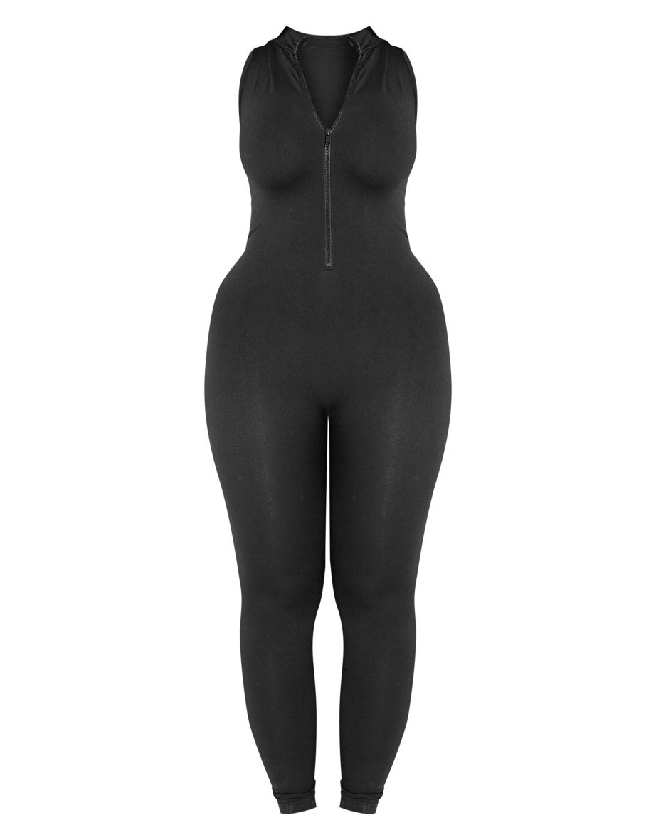 Shape Black Stretch Seamless Zip Front Sleeveless Jumpsuit - 4