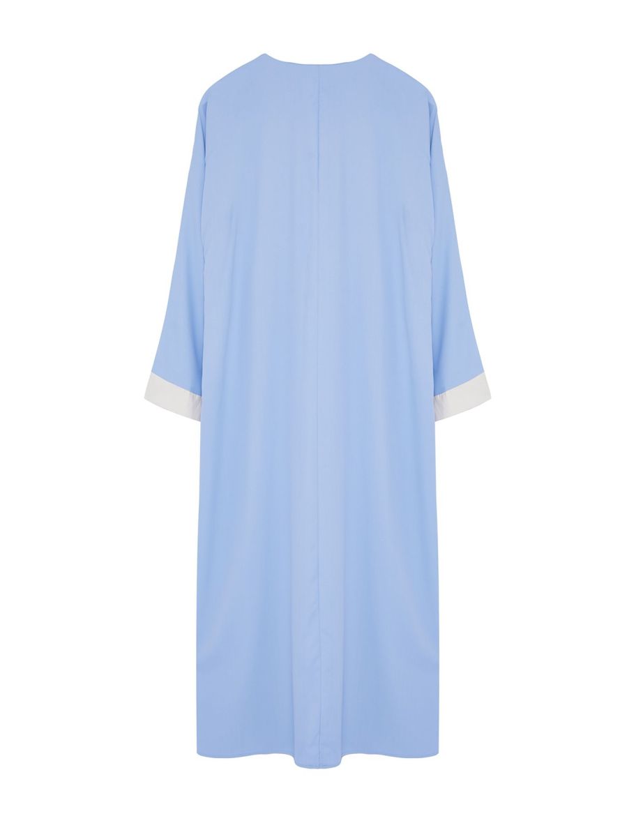 Lilac Color Blocked Long Woven One Piece Cape & Abaya & Abaya - 7