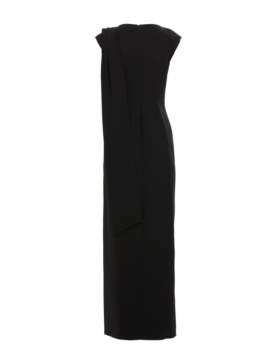 Side Slit Stone Embroidered Long Black Dress - 3