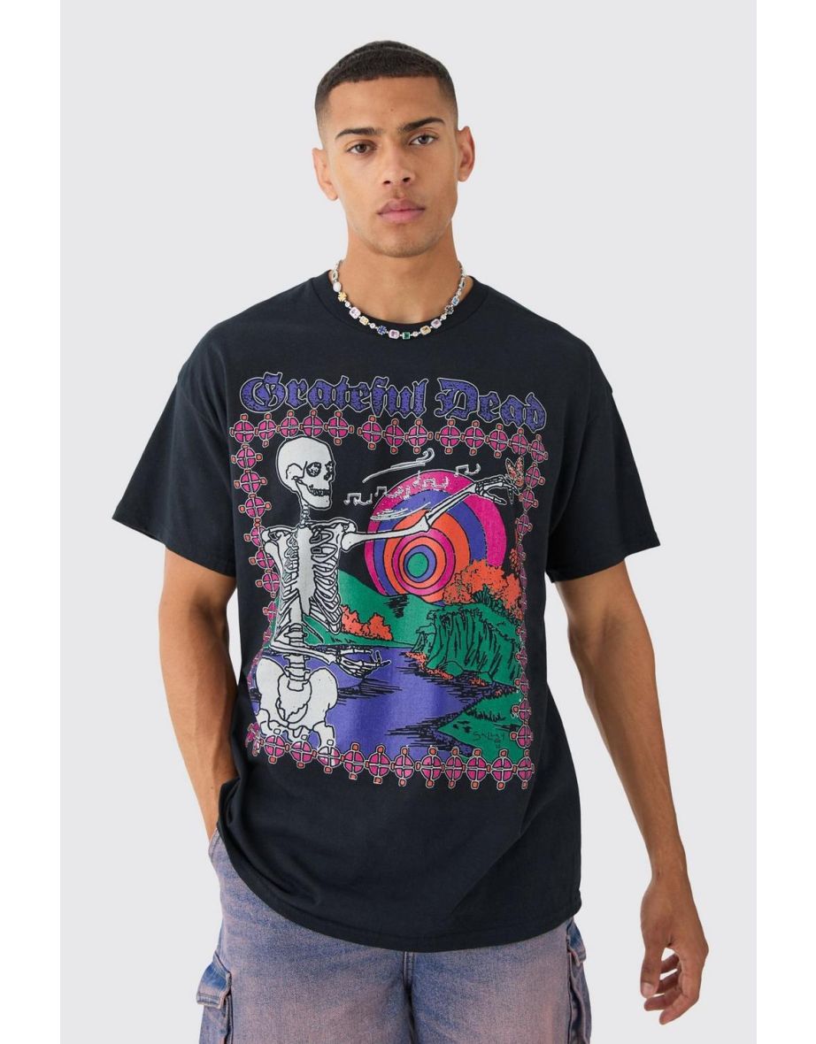 Oversized Greatful Dead Band License T-shirt - black