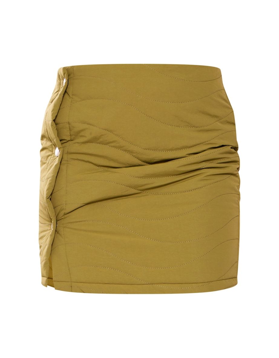 Petite Khaki Quilted Button Front Mini Skirt - 5