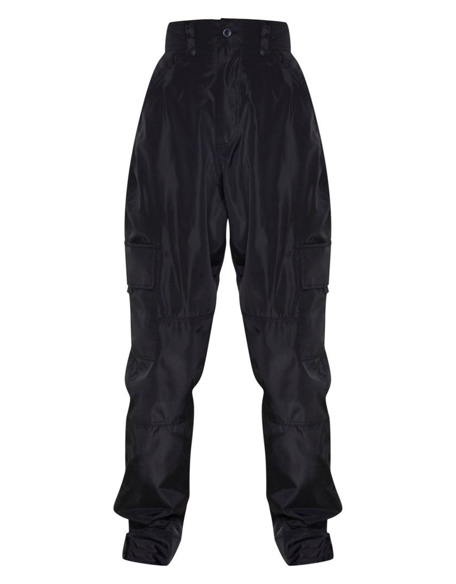 Black Shell Straight Cargo Pocket Joggers - 4