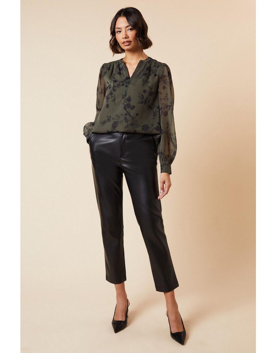 Khaki Floral Chiffon Overhead Shirt - 3