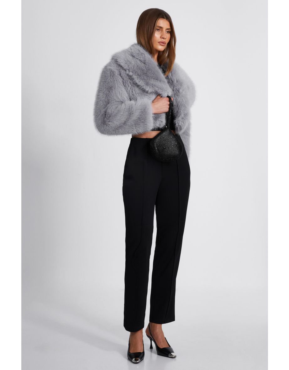 Grey Faux Fur Cropped Jacket