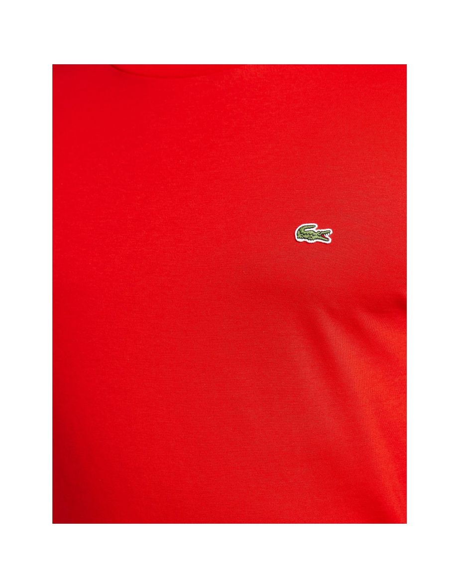 Men's Lacoste Crew Neck Pima Cotton Jersey T-Shirt in Red - 4