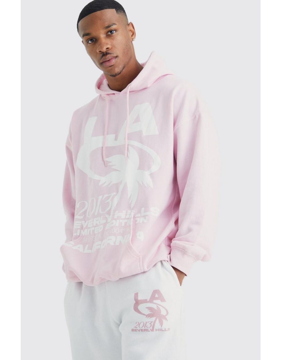 Oversized La Palm Print Hooded Tracksuit - multi - 2