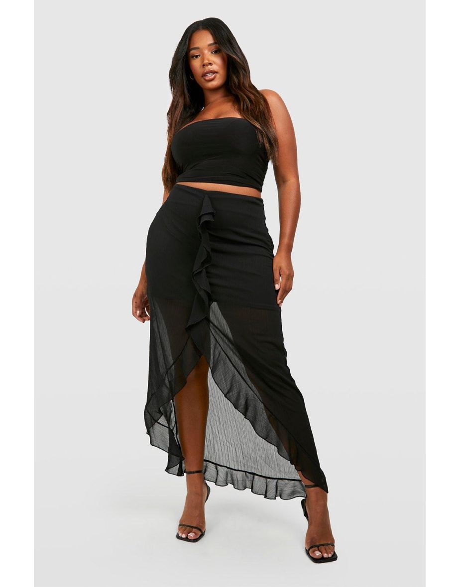 Plus size black shop high low maxi skirt