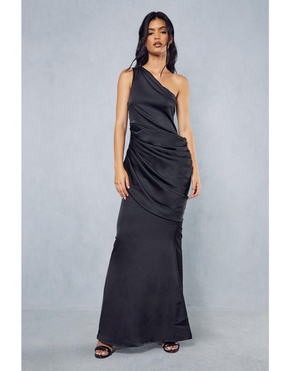 Montana Premium Satin Ruched Draped Maxi Dress - 3