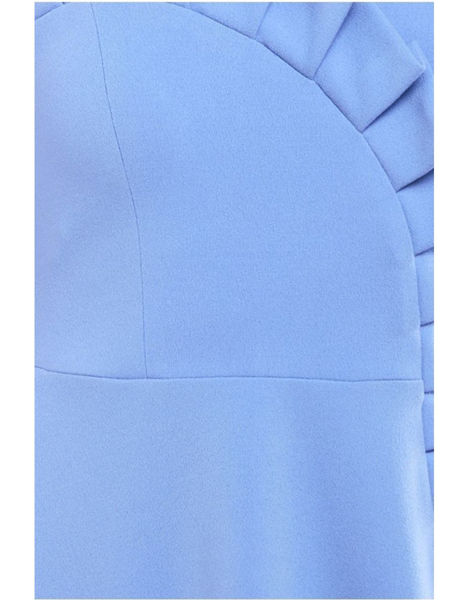 Goddiva Frilled Halter Neck Strap Midi Dress - Cornflower Blue - 4