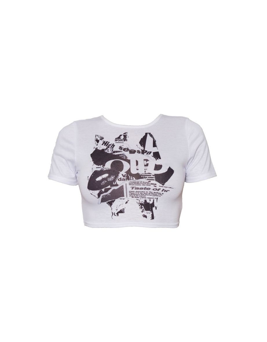 White High Season Print Babydoll T Shirt - 4