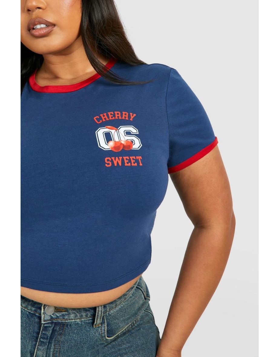 Plus Cherry Sweet Ringer Baby Tee - navy - 3
