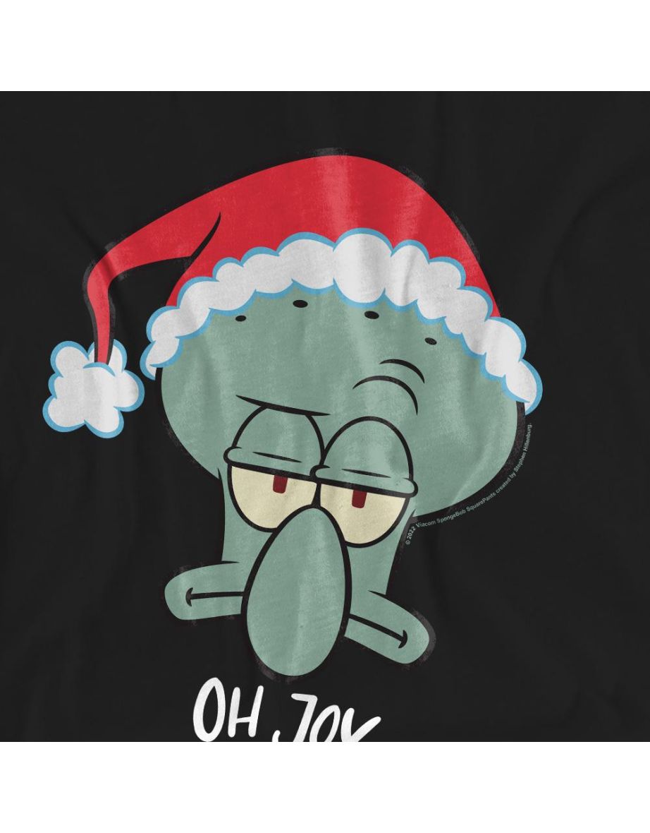 SpongeBob SquarePants Unisex Adult Joy Squidward Christmas T-Shirt - Black - 3
