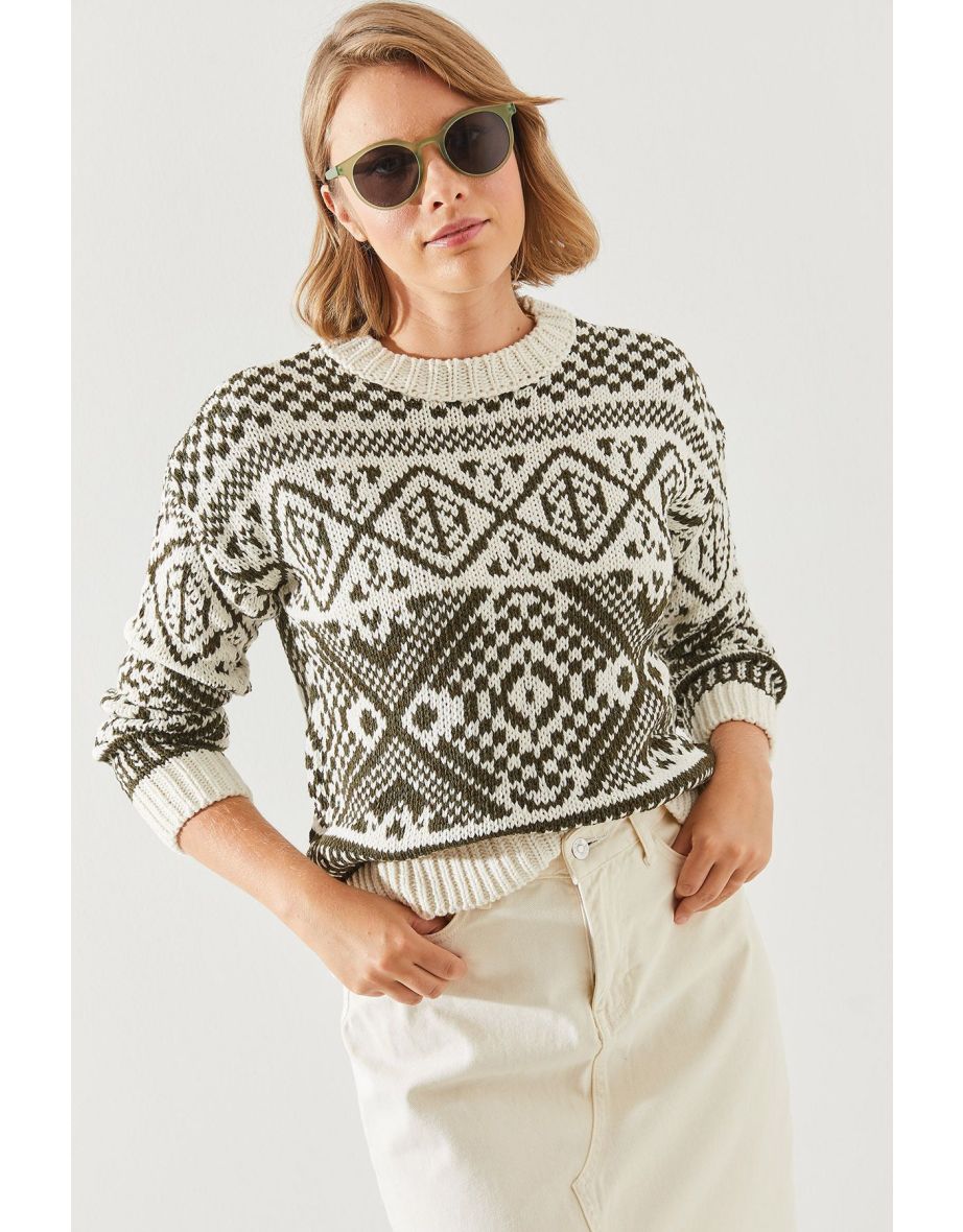 Women's Jacquard Sweater - 5
