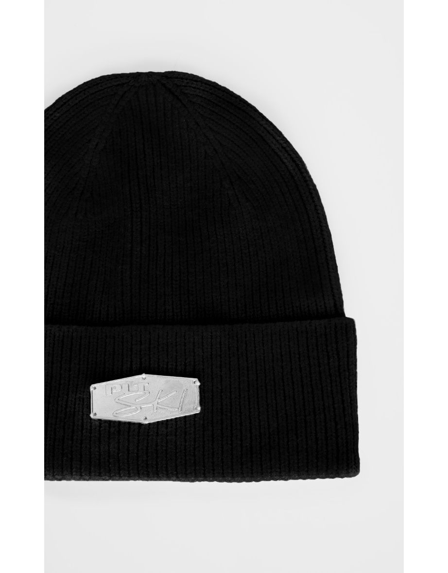 PRETTYLITTLETHING Black Ski Cable Knit Beanie - 3