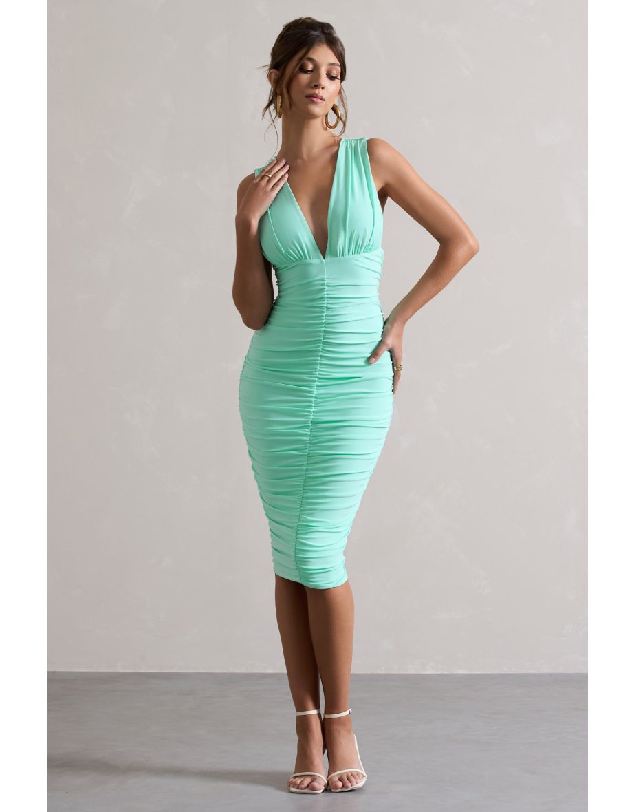 Attract | Mint Ruched Plunge-Neck Midaxi Dress - 4