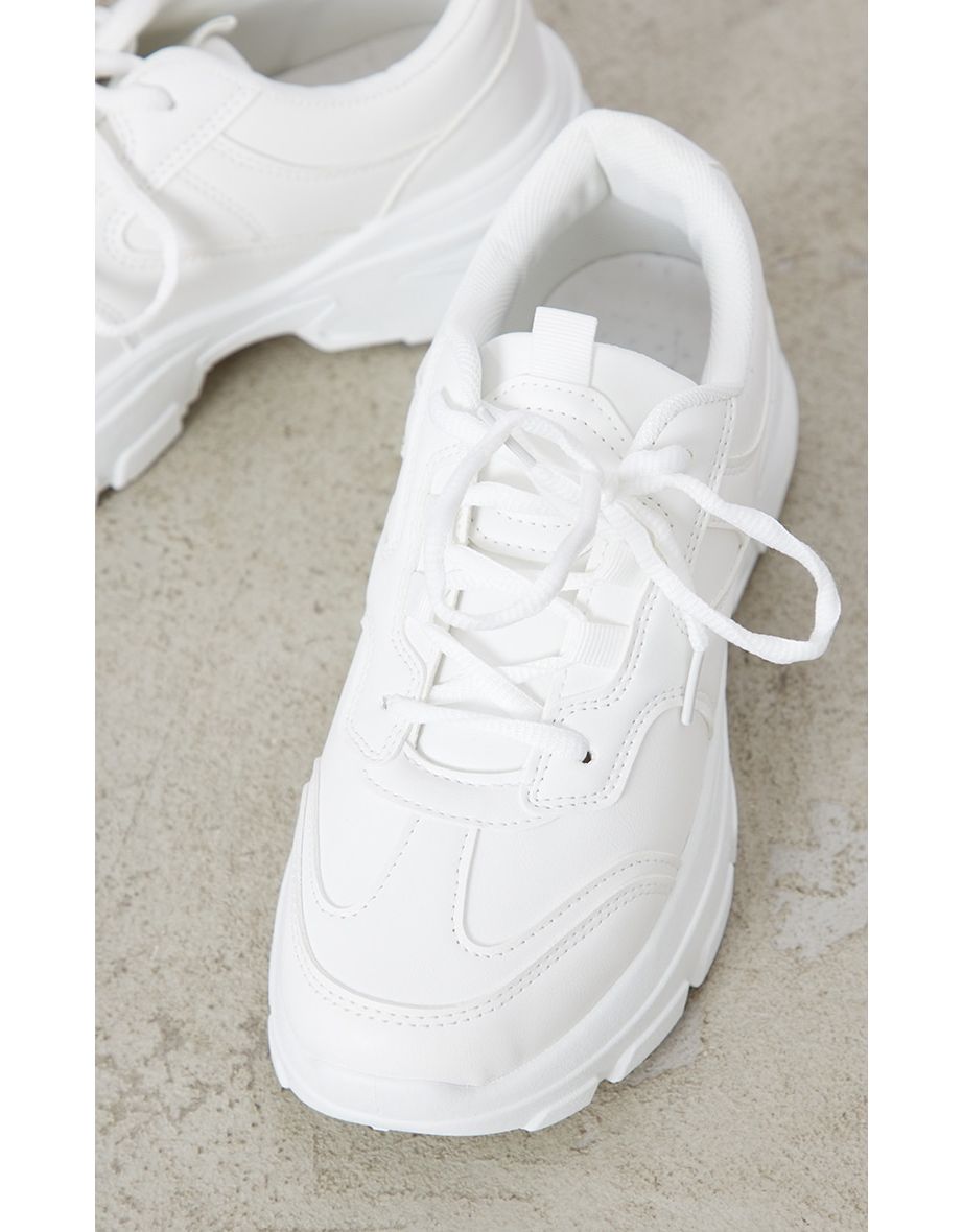 White Chunky Sole Trainer - 3