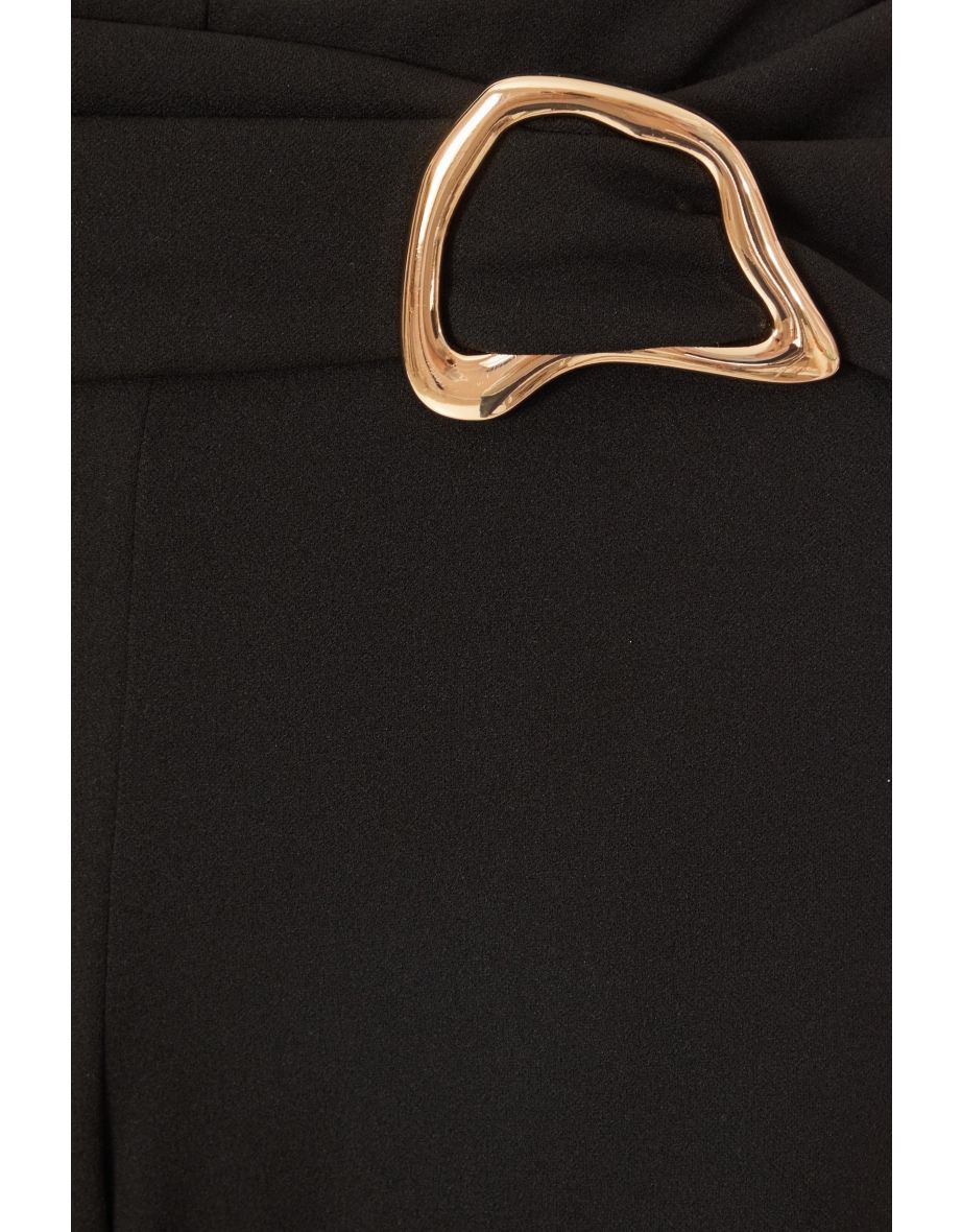 Petite Black Tie Waist Palazzo Trousers - 5