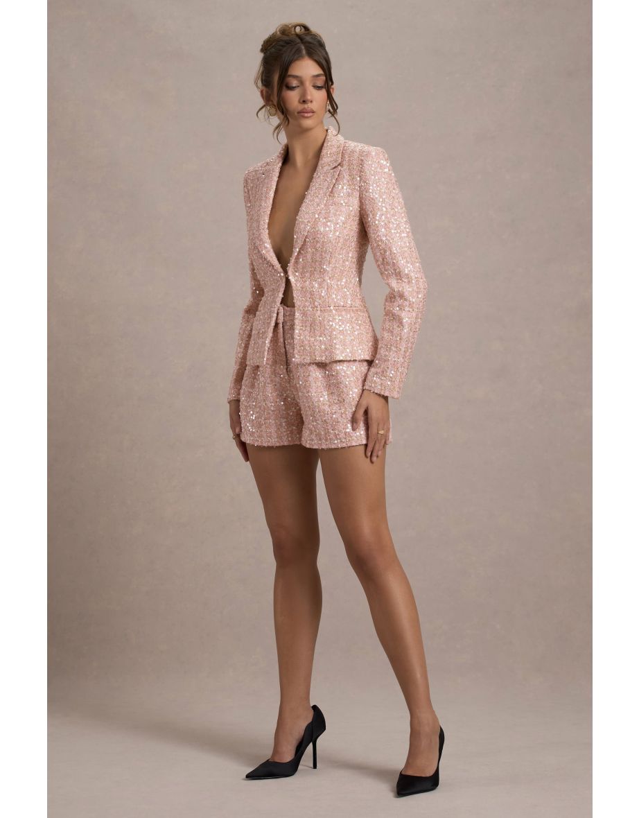 Cambridge | Pink Boucle Tailored Shorts
