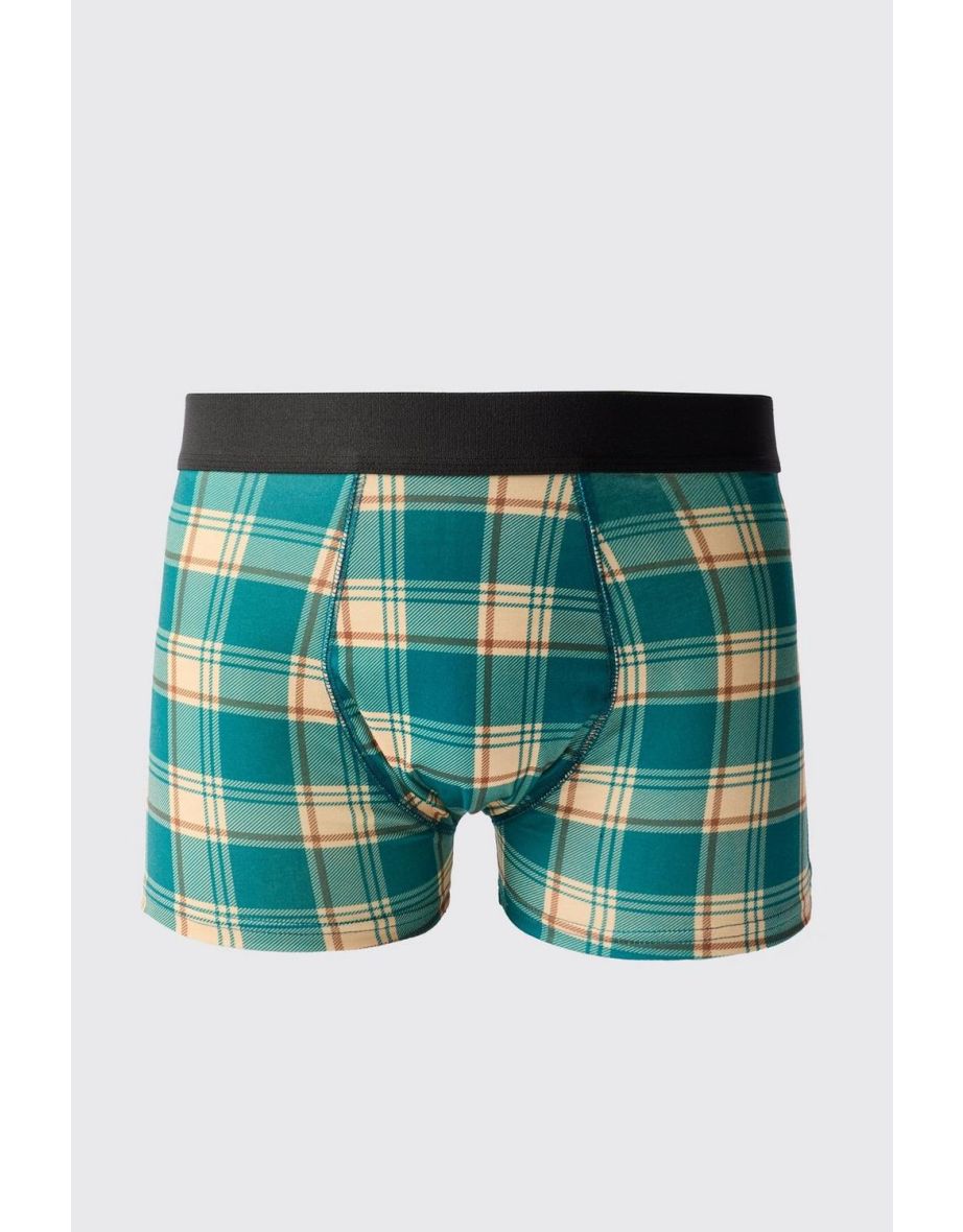 Man Check Printed Boxers - green