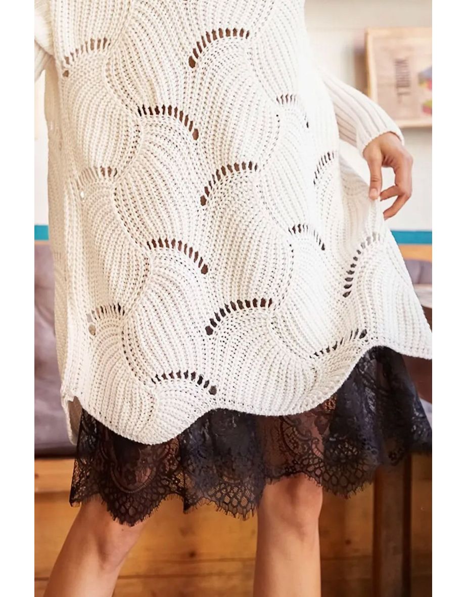 Women's Black Lace Detailed Underskirt Skirt - 5