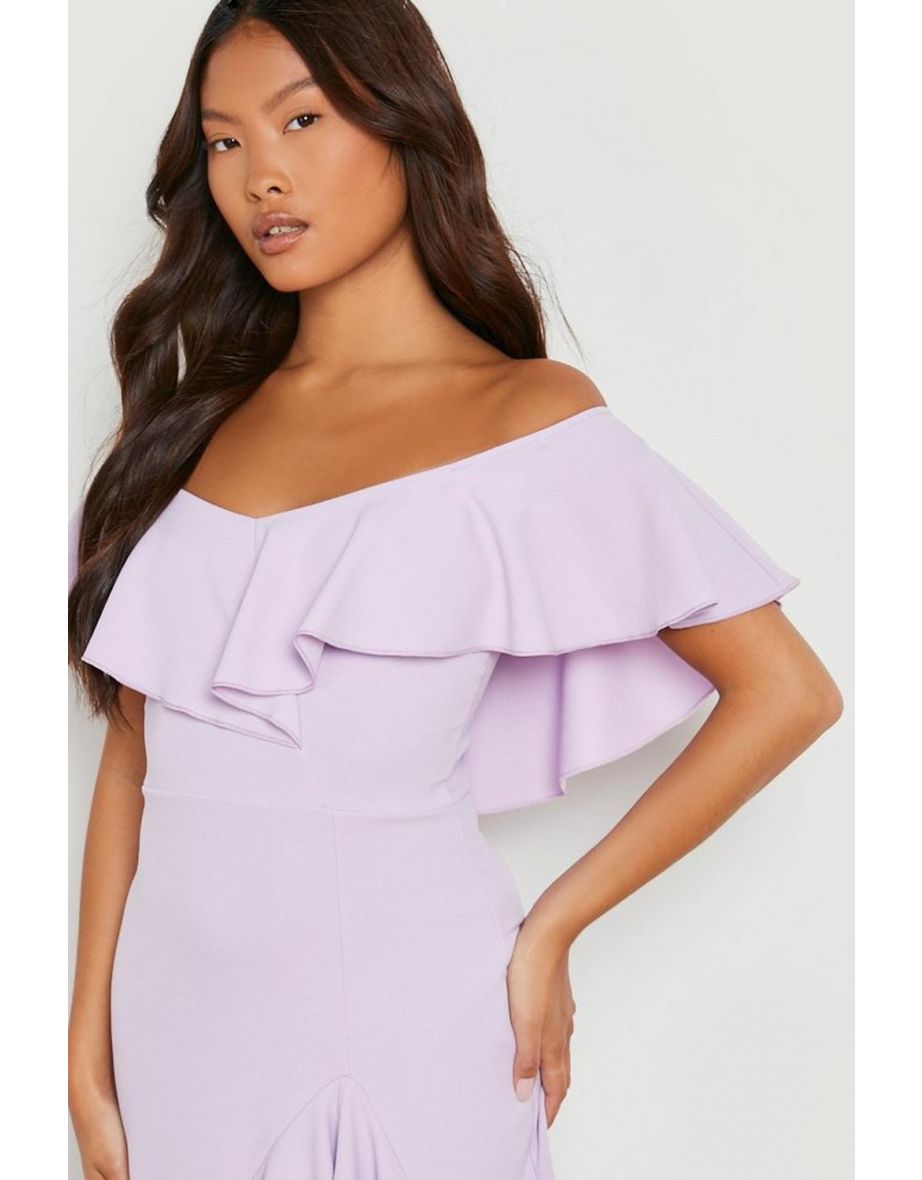 Petite Ruffle Bardot Split Leg Maxi Dress - lilac - 3