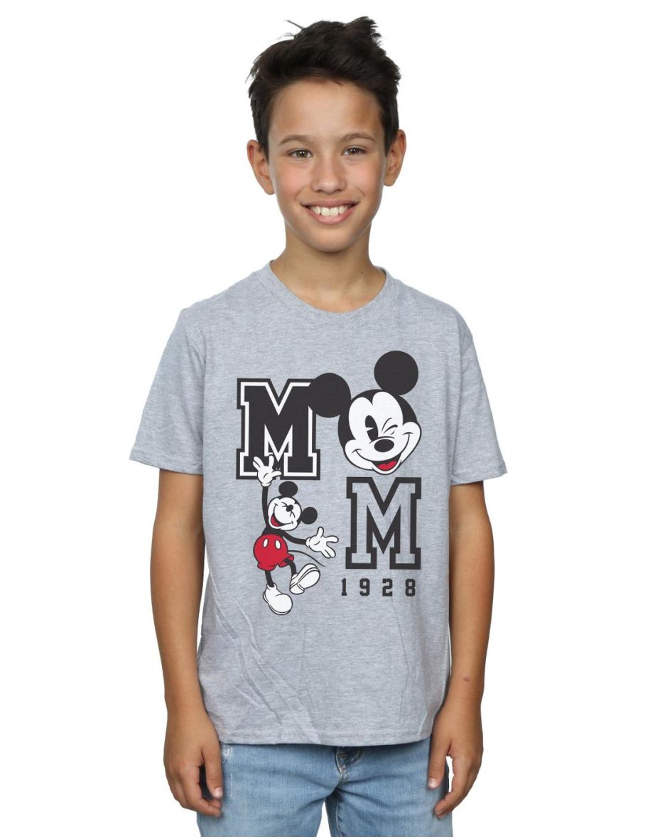 Disney Boys Mickey Mouse Jump And Wink T-Shirt - Sports Grey