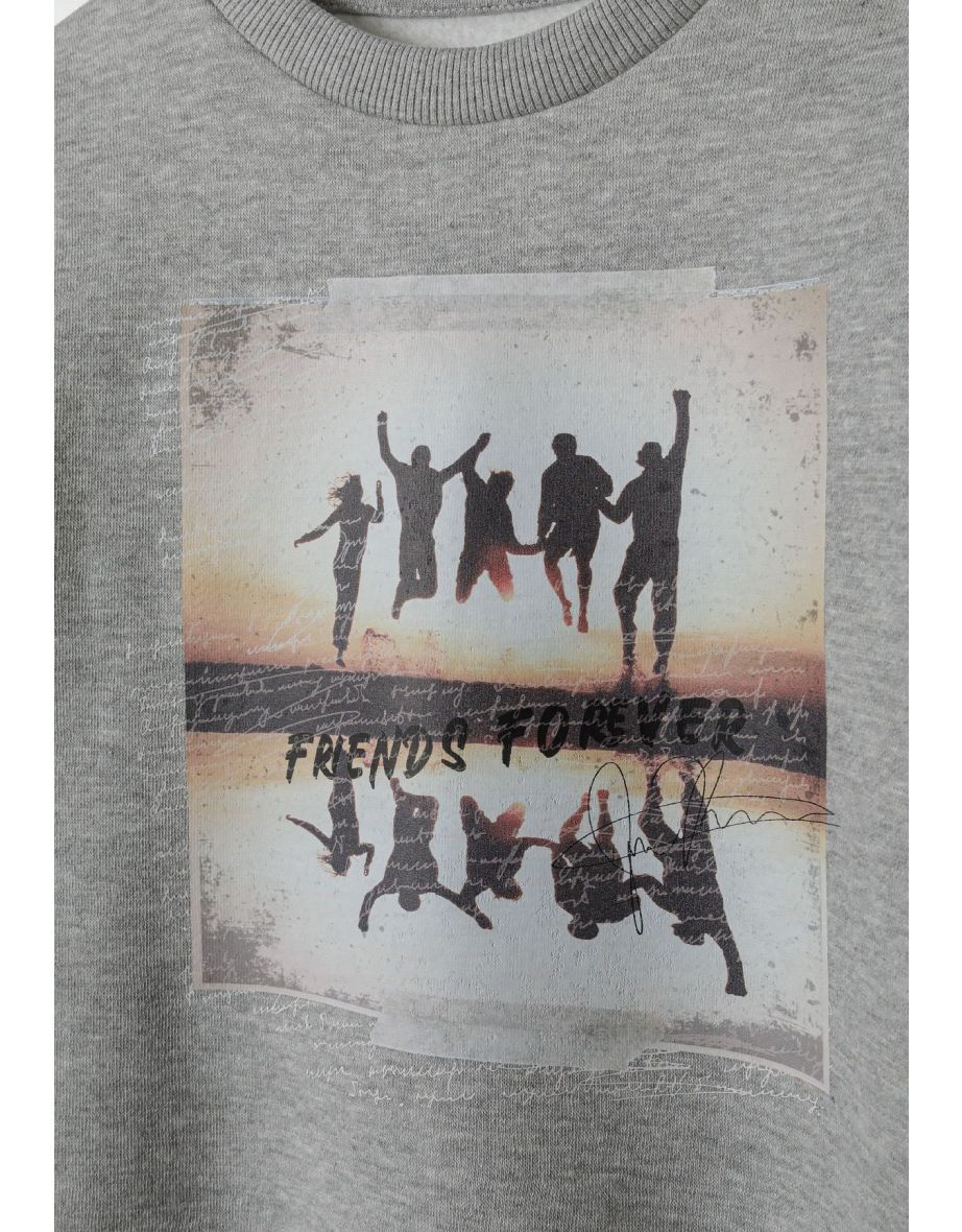 Girls Crew Neck Sweatshirt with Print - 2