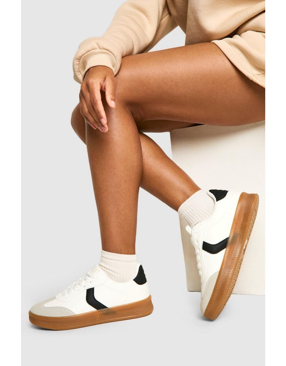 Contrast Panel Gum Sole Trainers - white