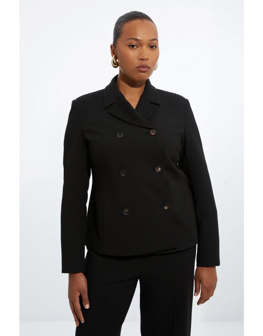 The Founder Plus Size Compact Stretch Double Breasted Blazer