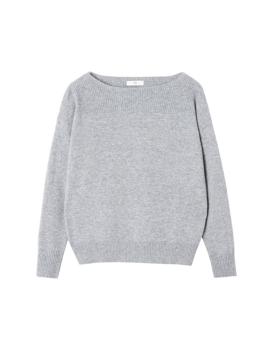 Cashmere Fine Knit Jumper/Sweater with Boat Neck - 4