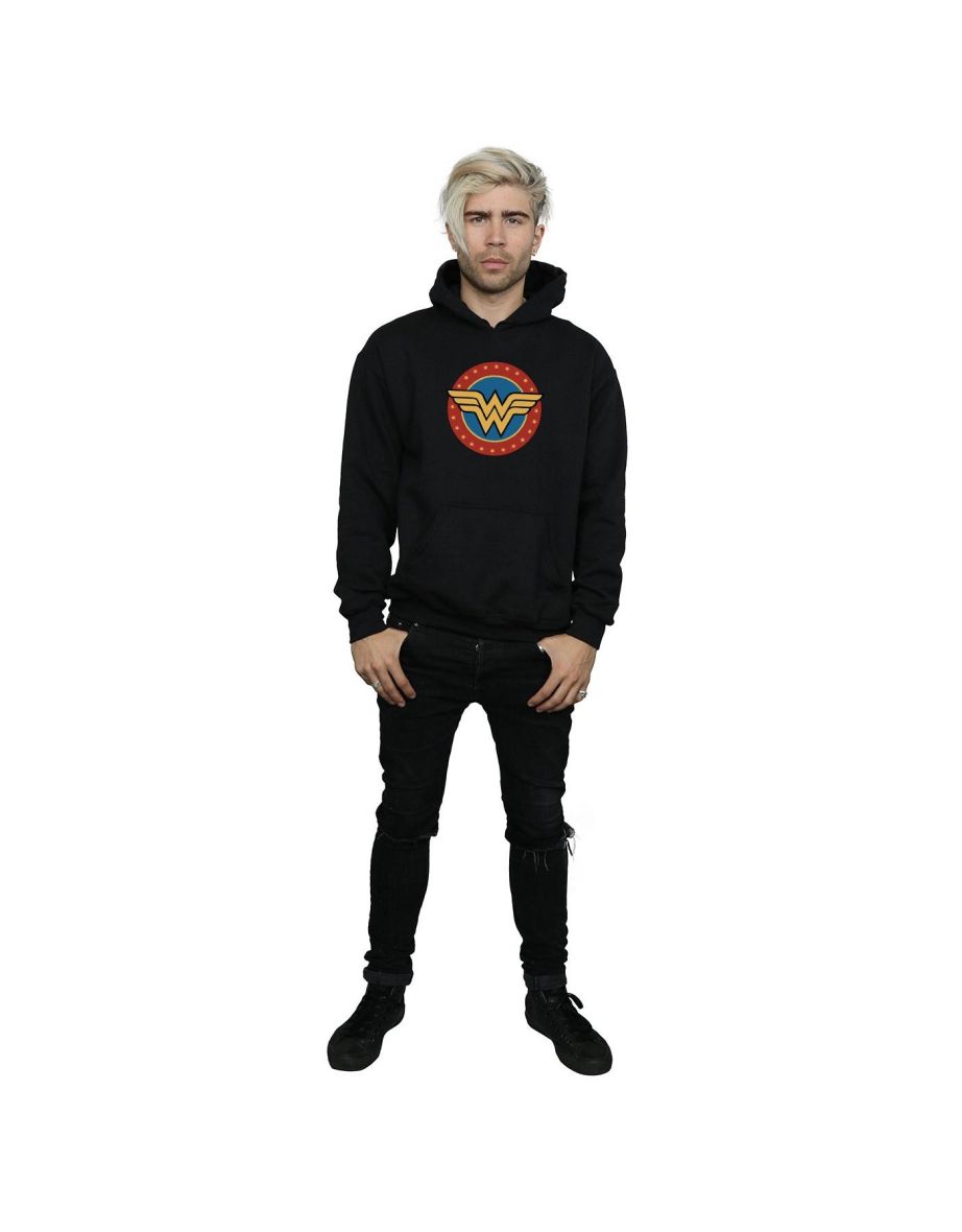 Mens Wonder Woman Circle Logo Hoodie - Black