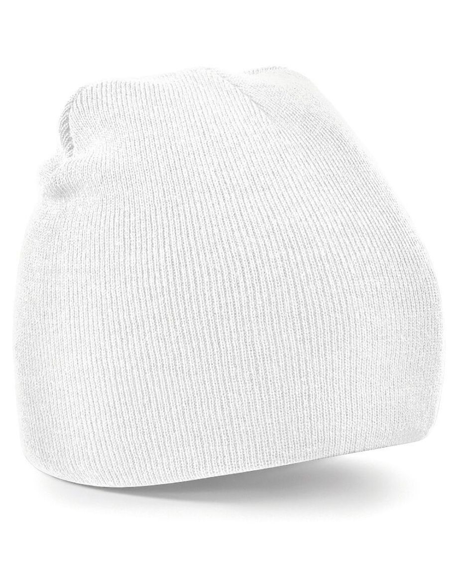 Beechfield Plain Basic Knitted Winter Beanie Hat - White - 1