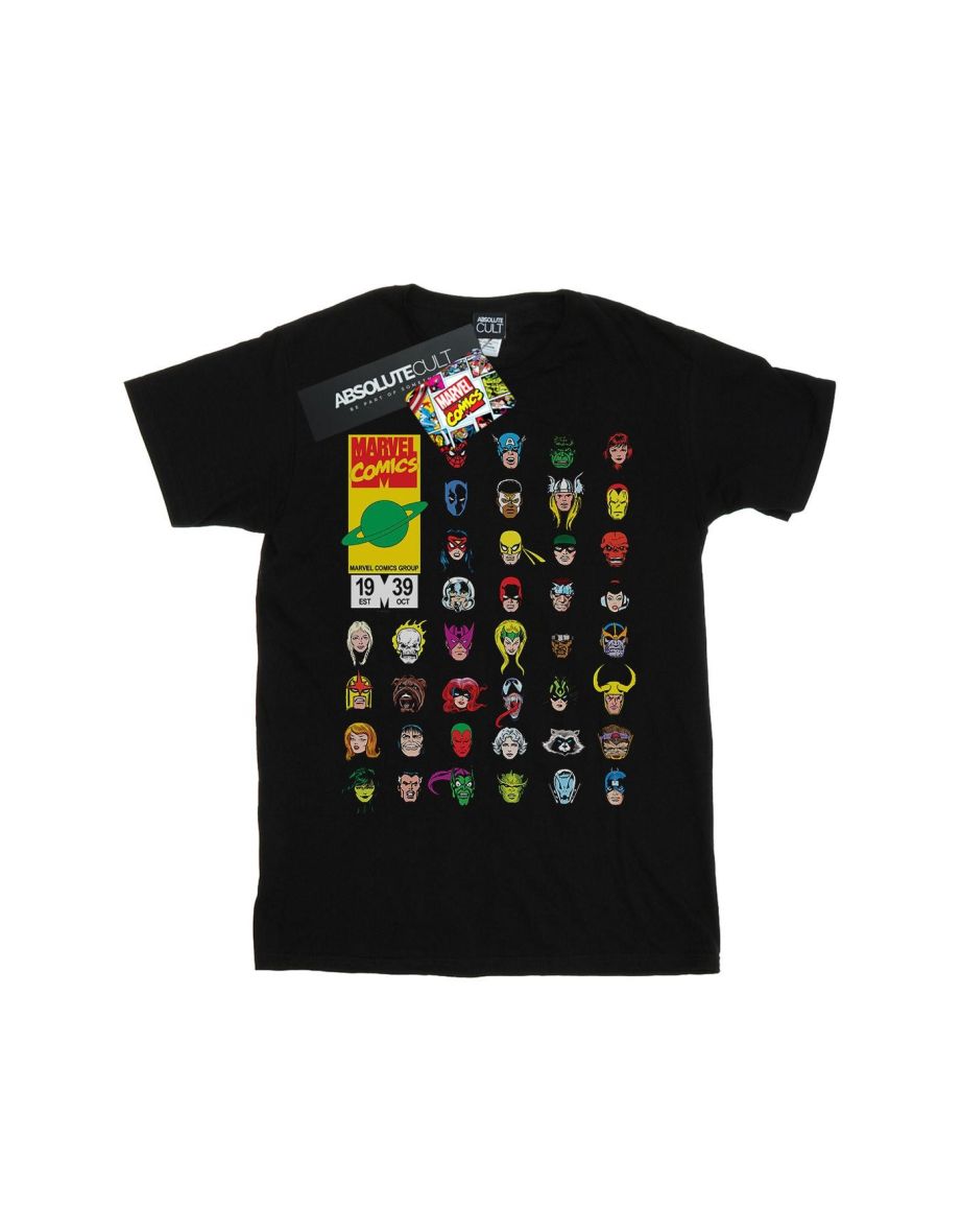Marvel Mens Marvel Comics Heads Cover T-Shirt - Black - 1
