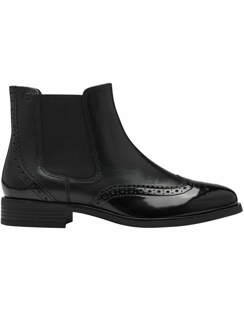 Floral Toe Chelsea Boots in Leather